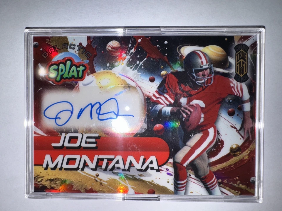 2025 Wild Card Splat Galactic Joe Montana настоящий 1/1 цвет матч авто 49ers HOF🔥 - Изображение 1 из 2