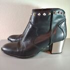 Zadig & Voltaire Black Leather Studded Molly Ankle Boots Size 40 US 9.5