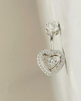 Anillo botón cuerpo ombligo corazón diamante corte redondo 1 quilate chapado en oro blanco 14K Foto 1 de 4