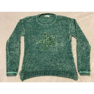 Epic Threads Girl's Chenile Sweater Sequin Star Green with Silver Size XL - Picture 1 of 8