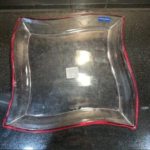 Villeroy Boch New Wave Glass platter With red Trim Wintertime  - Picture 1 of 5