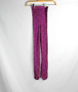 Vintage Y2K Houndstooth Tights Fuchsia & Eggplant Whimsical Sm Med - Picture 1 of 4