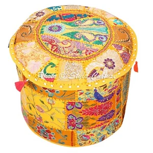 New Patchwork Pouf Cover Any Room Ottoman FootStool Decorative Boho Bean Bag - Picture 1 of 5