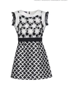 EMANUEL UNGARO Black and White Lace Short Dress Size 8 - Picture 1 of 12