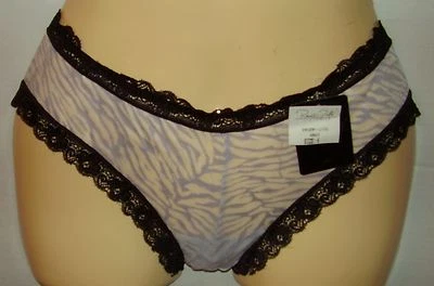 RENE' ROFE' - NEW- SHEER GREY WITH BLACK LACE TRIM - 3.5" SIDES- PANTY - 5 SMALL - Image 1 of 2