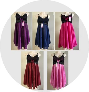 One Size Women Satin Silk Nightdress Lace Lingerie Sleepwear Ladies Dress Robe - Picture 1 of 17