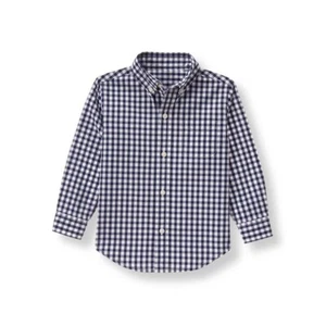 Janie and Jack Boy’s Poplin Collared Dress Shirt Blue White Gingham Sz 6 - Picture 1 of 6