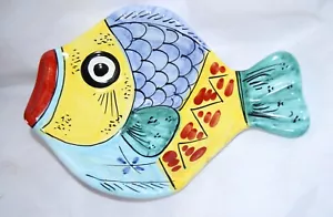 10 1/2"Vietri Figural Fish Dish Plate Hand Painted Ceramic Pottery Made in Italy - Picture 1 of 4