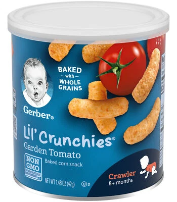 Lanche Gerber Lil Crunchies Garden Tomato Baby 8+ Meses - 1,48 Oz - Pacote com 6 - Imagem 1 de 4