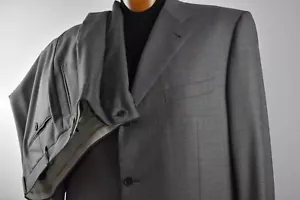Canali 56 L / 46 L US Gray Checks Suit Pleated Pants 3 Button Super 120s Jacket - Picture 1 of 20