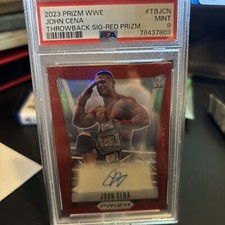 2023 Panini Prizm WWE John Cena Throwback Signatures Red Prizm Auto #/99 PSA 9