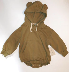 Wild + Rae Brown Teddy Bear Hoodie Romper One Piece Size 24M NWT - Picture 1 of 7