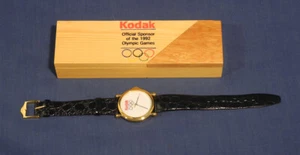 Vtg Kodak 1992 Olympic Games Sponsor Watch Rare Executive Version in Wood Case - Picture 1 of 8