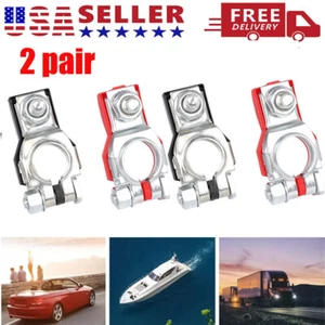 4PCS Car Battery Terminal Connector Post Positive+Negative Poles Universal - Picture 1 of 13