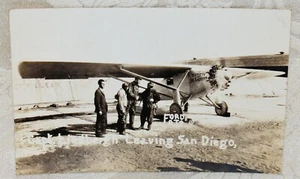 156t. RPPC, SHOWS CAPT. CHAS. LINDBERGH LEAVING SAN DIEGO FOR ST. LOUIS MAY 1927 - Picture 1 of 2