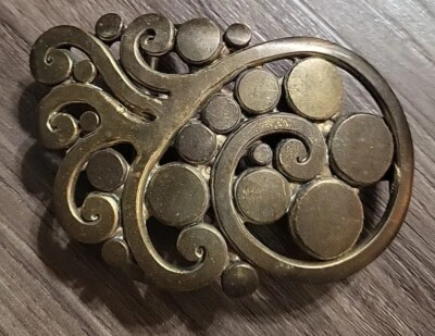 Fivela de cinto de latão estilo K Dupree anos 1960-1970 hipster psicodélico unissex - Imagem 1 de 2