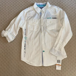 Guess Kids Shirt Size S (8-10) White Roll-up Sleeve NWT - Picture 1 of 16