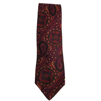 Corbata de seda vintage AF Abercrombie & Fitch para hombre 58" de largo cachemira floral verde rojo Foto 1 de 4