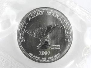 2007 1 troy oz 9999 Fine Silver Round SPROTT ASSET MANAGEMENT 10 Year Anniv RCM - Picture 1 of 10