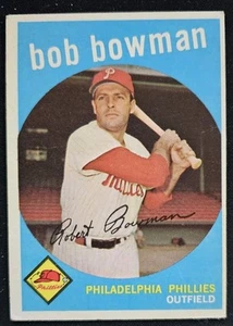 1959 Topps #221 Bob Bowman Philadelphia Phillies - White Back - Picture 1 of 2