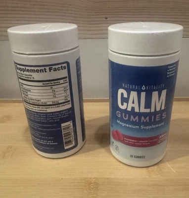 2x Natural Vitality Calm Magnesio 16 oz PLUS CALCIO, Frambuesa Limón Exp06/26 Foto 1 de 2