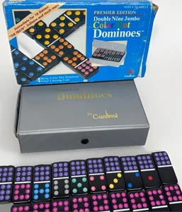 Premier Edition Cardinal Double Twelve Jumbo Black Color Dot Dominos - Komplett - Bild 1 von 15