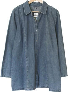 J. Jill NWT 100% Cotton DENIM TUNIC SHIRT Favorite Wash Button-Up SZ XL - Picture 1 of 3