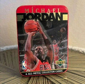 Micheal Jordan 6 all metal collector cards in tin 1996 upper deck sealed cards - Picture 1 of 2