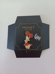 Monet Cheerleader Brosche Anstecknadel rot weiß Strass goldfarben - Bild 1 von 3