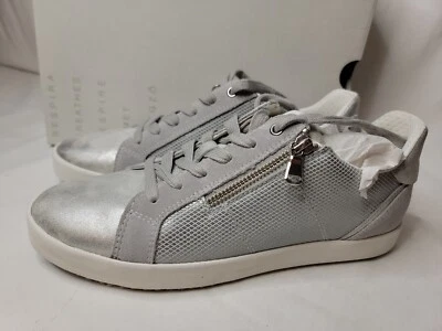 Geox | Light Gray Shimmer Blomiee Sneaker With Zipper Detail- Women Size 9 New - Image 1 of 4