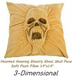 "Almohada de felpa suave para decoración de Halloween 3-D cara de ghoul embrujado 14" - Imagen 1 de 4