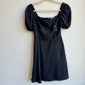 Nuevo con etiquetas Mini Vestido Abercrombie & Fitch Negro Manga Abullonada Gasa Talla XS Corsé Wais - Imagen 1 de 6