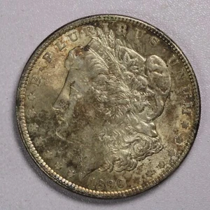 1890 $1 Morgan Silver Dollar-AU/UNC Toned - Picture 1 of 2