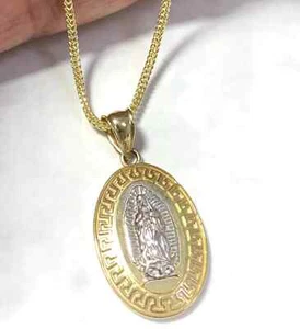 14K Yellow Gold Saint Jude/ 14 karat san Judas Pendant with Franco Chain Necklac - Picture 1 of 4