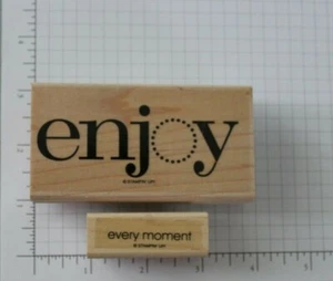 Stampin' Up! Enjoy/Every Moment Wood Mounted Stamps Retired New Words - Picture 1 of 3