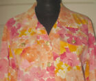 Vintage Elliott Lauren Orange Floral Button Up Denim Unlined Coat Jacket 6
