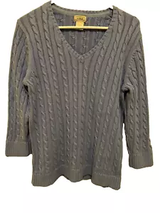 L.L. Bean Pullover mit Zopfmuster Damen Größe L periwinkle blau 100% Baumwolle - Bild 1 von 10