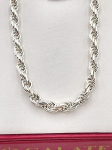 STERLING SILVER 925 ITALY 28" ROPE CHAIN NECKLACE 4 mm wide 53.6g - Picture 1 of 10