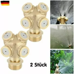 2x Messing Sprühdüse Nebel Düsen Kühlsystem Wasser Düse Garten Bewässerung 1/2", - Bild 1 von 10