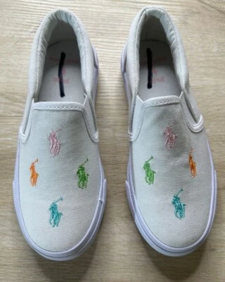 Polo Ralph Lauren Bebés Niñas Zapatos Blanco 1 Puerto Multi Todo Poni Sin Cordones Foto 1 de 4