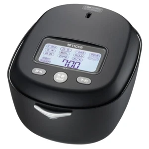 TIGER JRX-T100-KT Earthen Pot Pressure IH Type 5.5 Cups BLACK AC100V New From JP - Picture 1 of 24