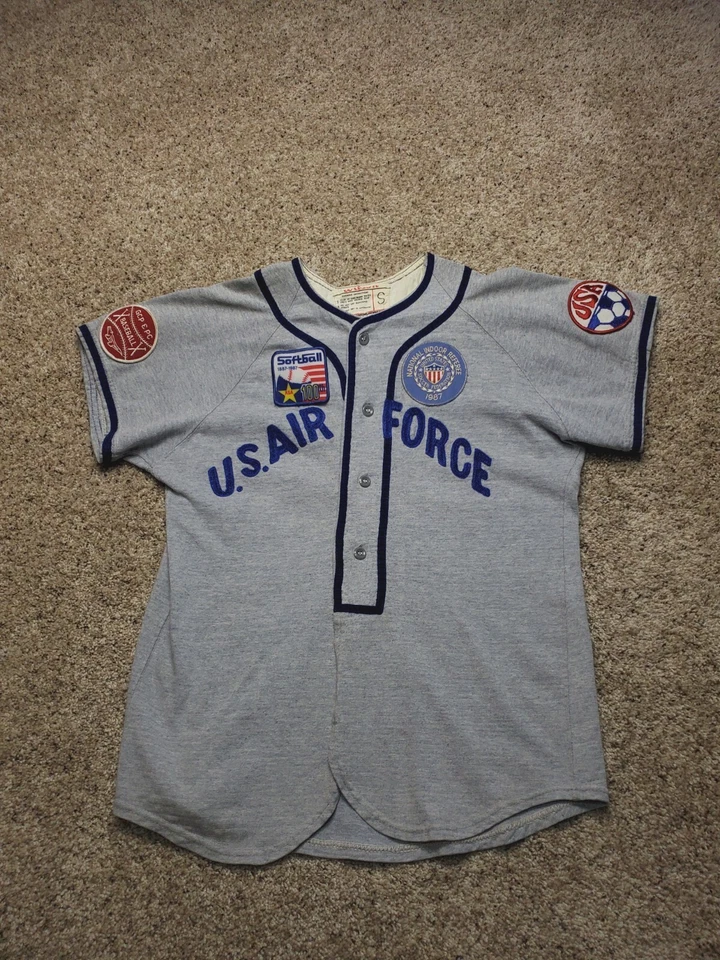 Vintage Wilson's US Air Force Baseball Jersey Small Adults Gray USA Made 1980s - Image 1 of 4