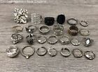 Costume Jewelry Ring Lot W. Bypass Dome Adjustable Band Cocktail