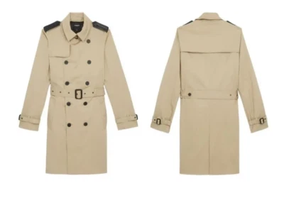 Gabardina de hombre THE KOOPLES PARIS ajustada detalles de cuero talla EU46/UK36/US S Foto 1 de 4