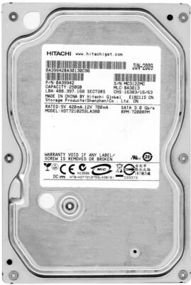Hitachi Deskstar 7K1000.B HDT721025SLA380 250GB 7200U/Min 8MB SATA II 3.5'' " - Image 1 of 3