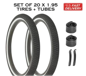 20 x 1.95 Bicycle Tires BMX Freestyle DURO Black / White Wall Bike Tubes BUNDLE - Picture 1 of 1