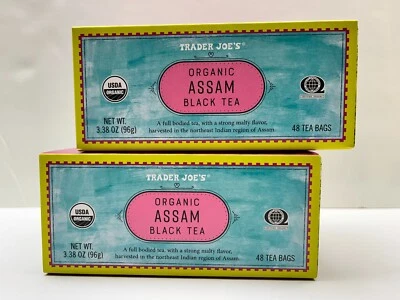 NEW 2 Packs Trader Joe's Organic Assam Black Tea 48 Tea Bags Each Pack - Image 1 of 3