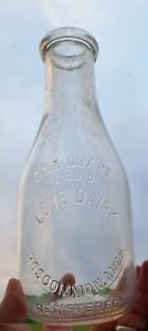 Vintage Love Dairy Clear Embossed Quart Milk Bottle - ROSCOMMON MICHIGAN 