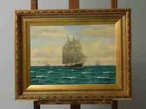 Frants Landt 1885 - 1975 Segelschiff auf See Maritim (11) - Bild 1 von 4