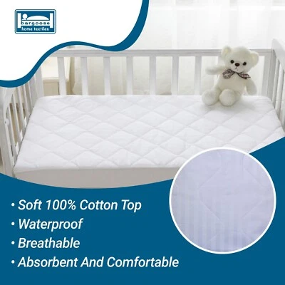 Waterproof Crib Mattress Pad  |Luxury Satin Stripe - Image 1 of 3
